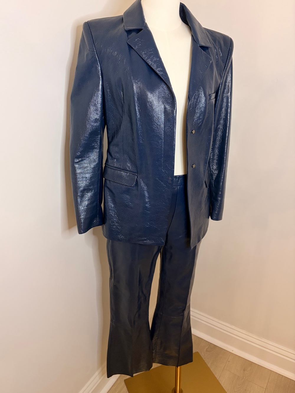 DROMe Deep Blue Leather Suit In Avion (Dark Blue) Size XS - Picture 3 of 15